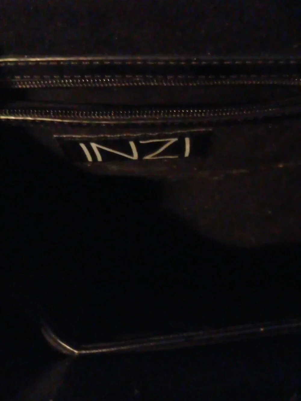 Inzi Designer Like Black Gold Stud Satchel with Top Handle and Removable Strap